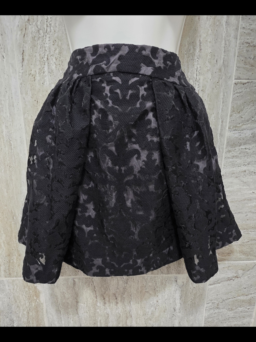 Tory Burch Black Textured Circle Skirt